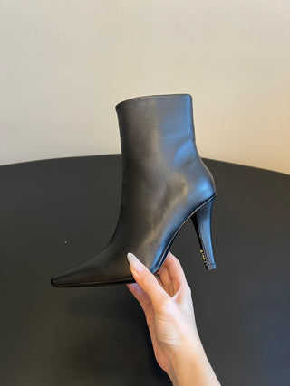 Saint Lauren* minimalist high-luxury classic pointed-toe high-heeled ankle boots