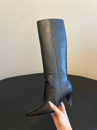 Saint Lauren* minimalist high-luxury classic pointed-toe high-heeled boots