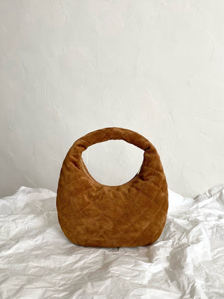 Ys⭐️Icarino quilted Nappa leather handbag, suede caramel color 🪹