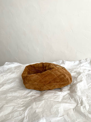 Ys⭐️Icarino quilted Nappa leather handbag, suede caramel color 🪹