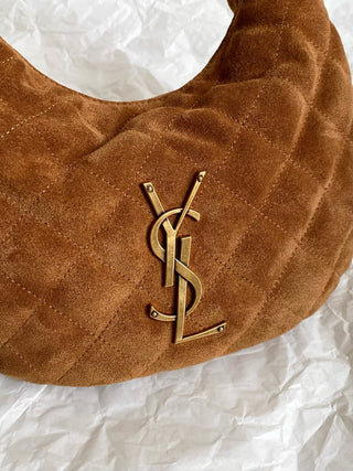 Ys⭐️Icarino quilted Nappa leather handbag, suede caramel color 🪹