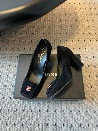 square-toe chunky heels