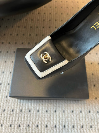 square-toe chunky heels