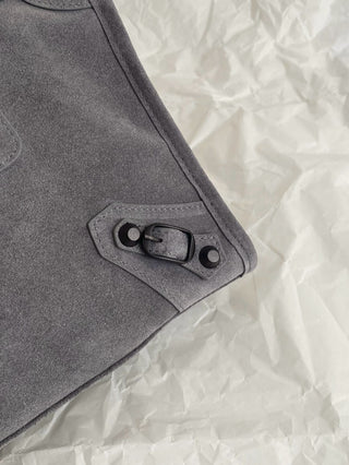 ba1enciaga le city motorcycle bag, small/S, suede grey 🩶