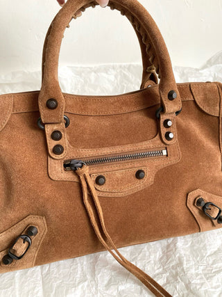 ba1enciaga le city motorcycle bag, small/S, light brown