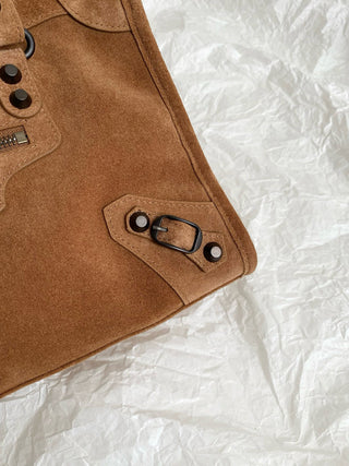 ba1enciaga le city motorcycle bag, small/S, light brown