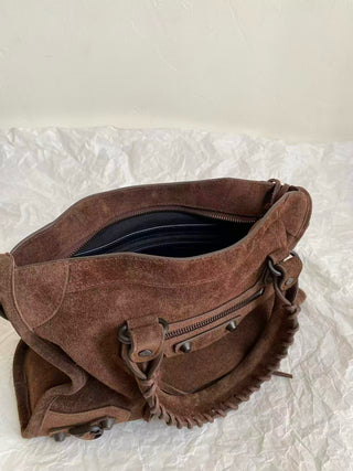 ba1enciaga le city motorcycle bag, small/S, dark brown