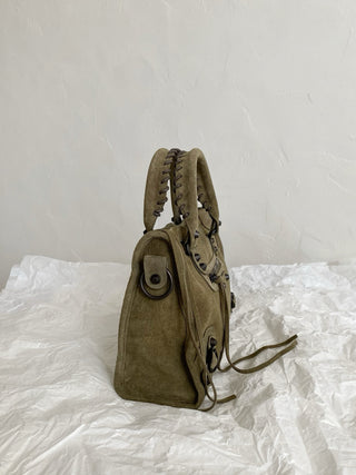 ba1enciaga le city motorcycle bag, small/S, olive green