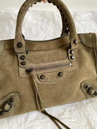 ba1enciaga le city motorcycle bag, small/S, olive green