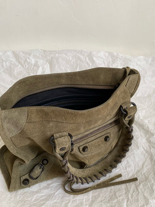 ba1enciaga le city motorcycle bag, small/S, olive green