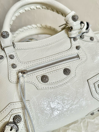 ba1enciaga neo cagole motorcycle bag XS with white diamond