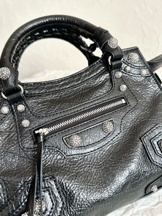 ba1enciaga neo cagole motorcycle bag XS black diamond