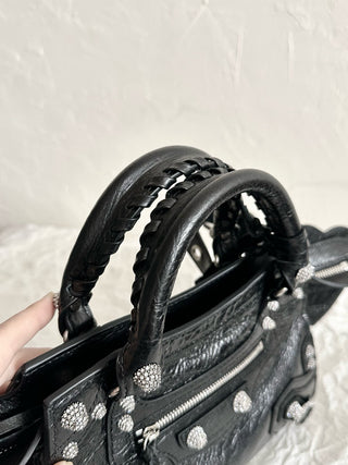 ba1enciaga neo cagole motorcycle bag XS black diamond