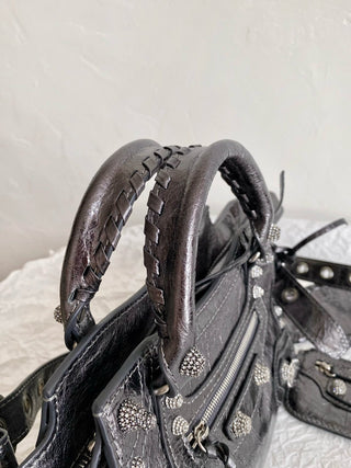 ba1enciaga neo cagole motorcycle bag XS silver diamond