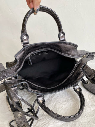 ba1enciaga neo cagole motorcycle bag XS silver diamond