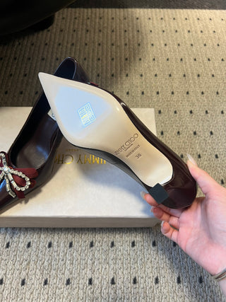 Elegant Rhinestone Bow Pointed-Toe High Heels