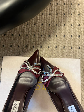 Elegant Rhinestone Bow Pointed-Toe High Heels