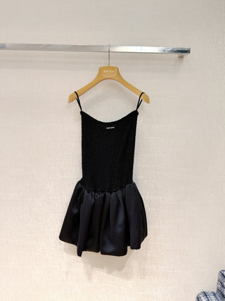 Early spring new arrival: Silk strapless flared dress with subtle logo detail.