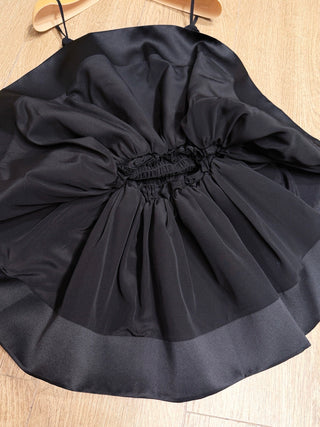 Early spring new arrival: Silk strapless flared dress with subtle logo detail.