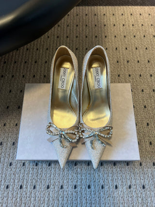 Elegant Rhinestone Bow Pointed-Toe High Heels