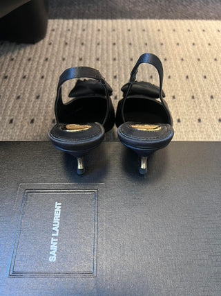 Rose-Embellished Pointed-Toe High-Heeled Sandals