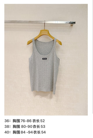 New gray openwork striped short-sleeved knitted vest