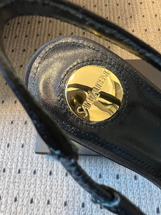 Rose-Embellished Pointed-Toe High-Heeled Sandals