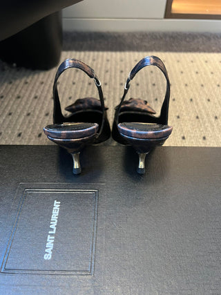 Rose-Embellished Pointed-Toe High-Heeled Sandals