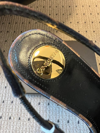 Rose-Embellished Pointed-Toe High-Heeled Sandals