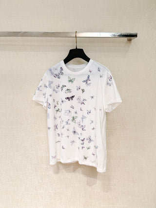 26. Early Spring New Arrival: Round Neck Butterfly Print Short-Sleeved T-shirt