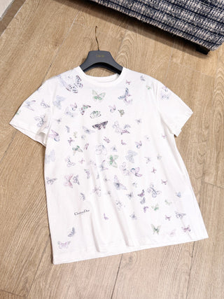 26. Early Spring New Arrival: Round Neck Butterfly Print Short-Sleeved T-shirt