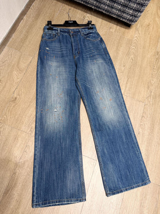 Early spring new style blue splatter paint denim jeans
