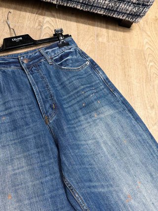 Early spring new style blue splatter paint denim jeans