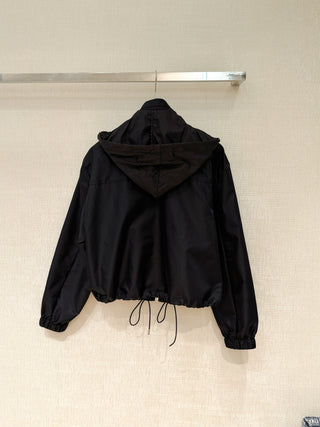 Early spring new arrival: Short, drawstring, zippered windbreaker jacket.