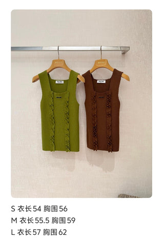 MiuMi*26 Spring/Summer New Collection: Square Neck Lace-Embellished Knit Vest