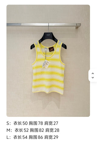 Loew*2026 New Model: Lemon Yellow Wave Pattern Knit Vest