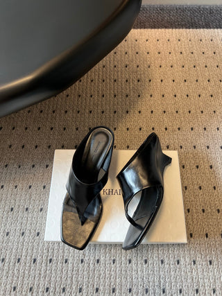 Khait* 26SS Spring-Summer New Collection: Simple Square-Toe Clog Heeled Sandals