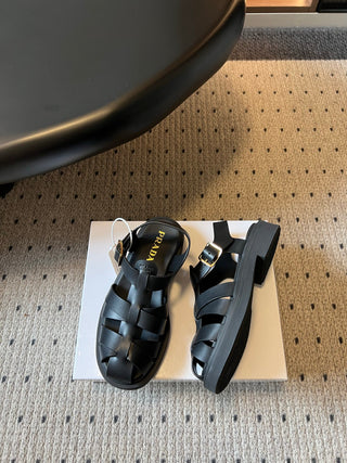 Prad* 26ss Spring/Summer New Collection Braided Embroidered Roman Sandals