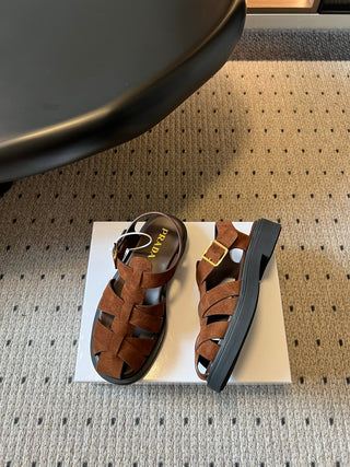 Prad* 26ss Spring/Summer New Collection Braided Embroidered Roman Sandals