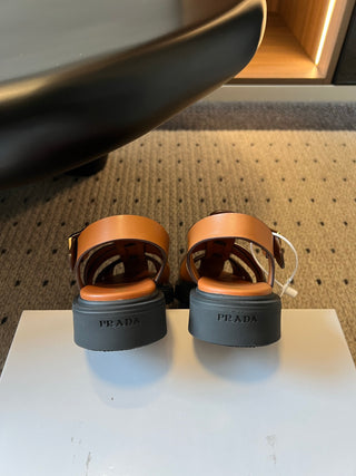 Prad* 26ss Spring/Summer New Collection Braided Embroidered Roman Sandals