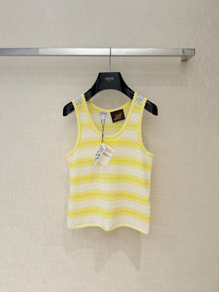 Loew*2026 New Model: Lemon Yellow Wave Pattern Knit Vest
