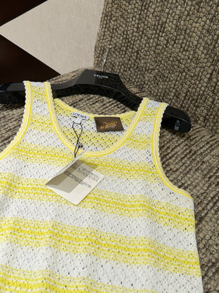 Loew*2026 New Model: Lemon Yellow Wave Pattern Knit Vest