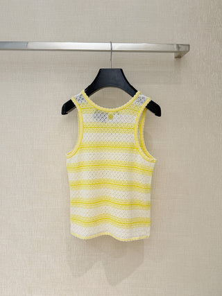 Loew*2026 New Model: Lemon Yellow Wave Pattern Knit Vest