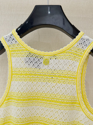 Loew*2026 New Model: Lemon Yellow Wave Pattern Knit Vest