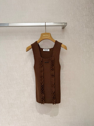 MiuMi*26 Spring/Summer New Collection: Square Neck Lace-Embellished Knit Vest