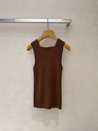 MiuMi*26 Spring/Summer New Collection: Square Neck Lace-Embellished Knit Vest