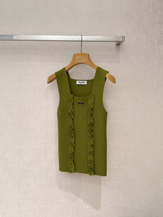 MiuMi*26 Spring/Summer New Collection: Square Neck Lace-Embellished Knit Vest
