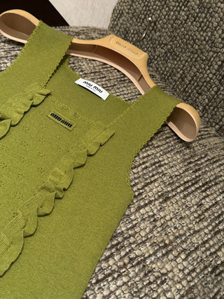 MiuMi*26 Spring/Summer New Collection: Square Neck Lace-Embellished Knit Vest