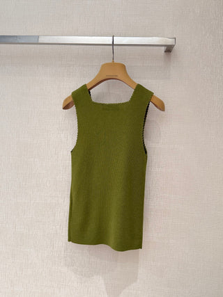 MiuMi*26 Spring/Summer New Collection: Square Neck Lace-Embellished Knit Vest