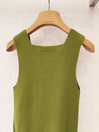MiuMi*26 Spring/Summer New Collection: Square Neck Lace-Embellished Knit Vest